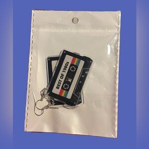 Retro 'Best of 1980s' Cassette Tape Earrings - Black with Rainbow Accent